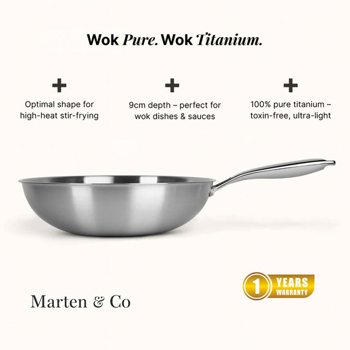 Titanium Wok Pan Flat Bottomed