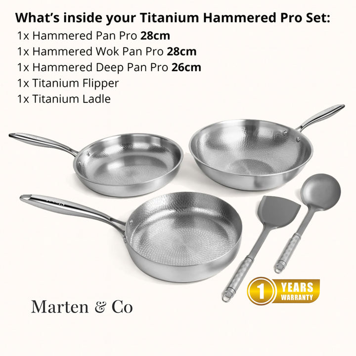 Titanium Hammered Cookware Set Pro