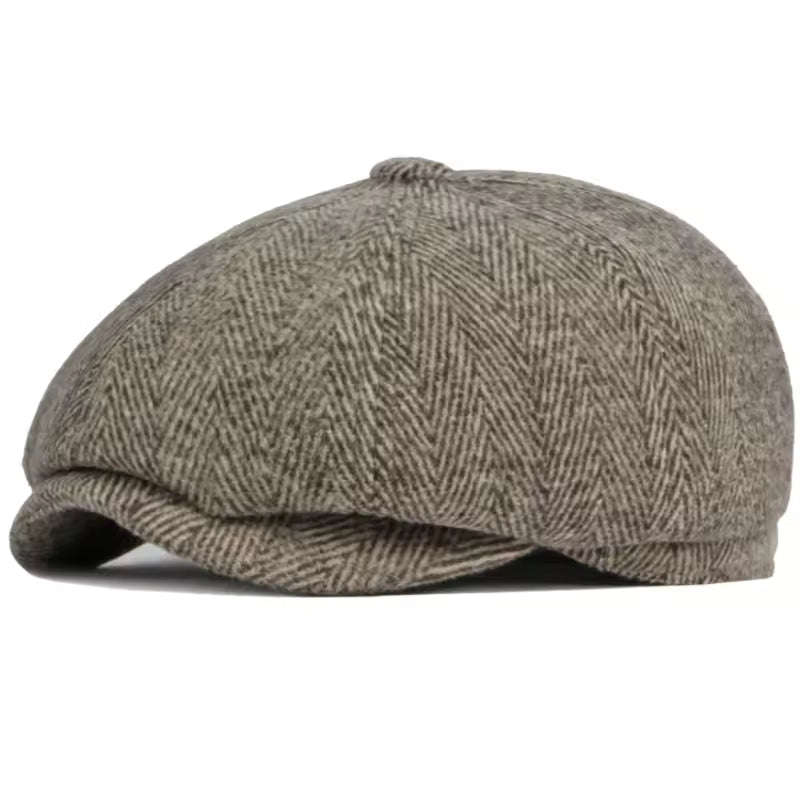 Wool Herringbone Cap with Ear Flaps
