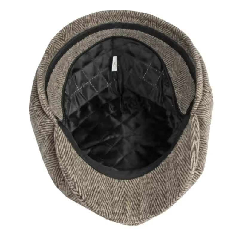 Wool Herringbone Cap with Ear Flaps